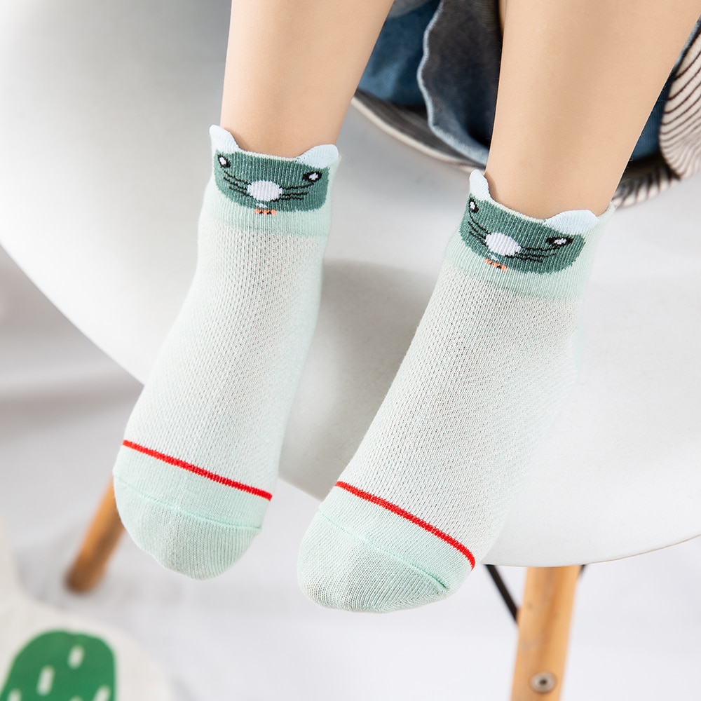 5 Paare/los 0-2Y Baby Socken Sommer Baumwolle 3D Karikatur Ebene freundlicher Socken Mädchen Gittergewebe Nette Neugeborene Junge Kleinkind Socken Baby