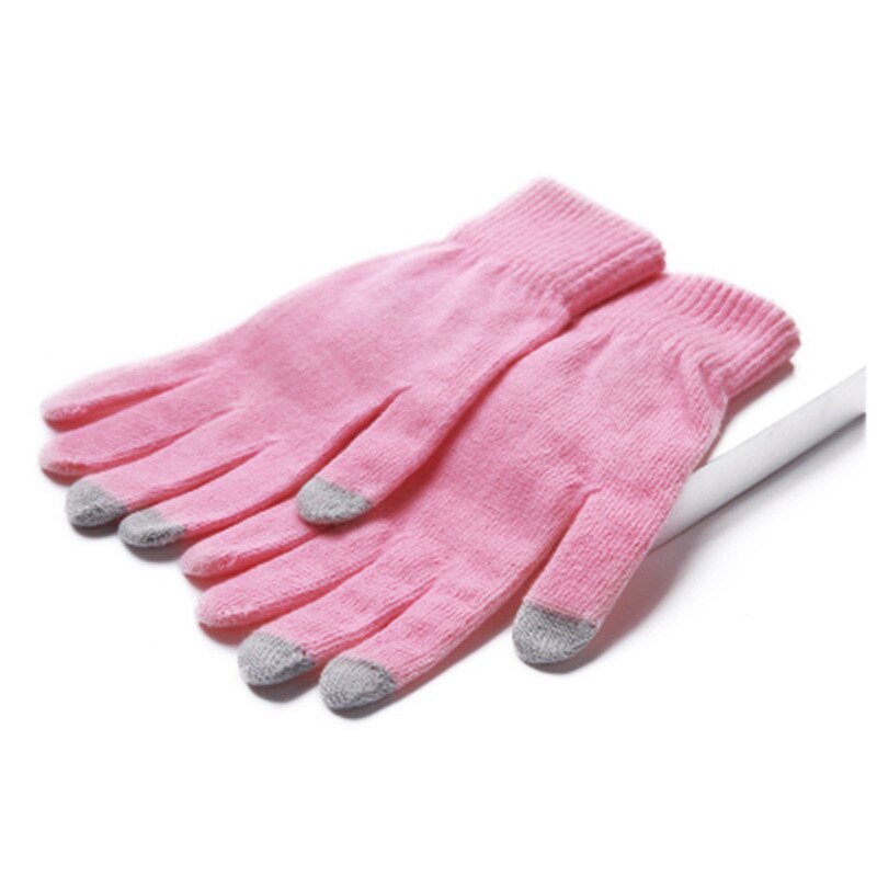 Guantes Térmicos de invierno para adultos, manoplas de punto cálido con aislamiento y pantalla táctil para teléfono inteligente: Rosa