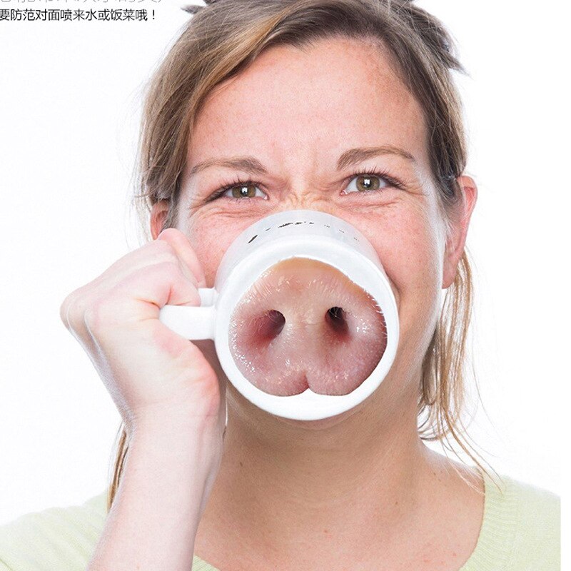 Pig Nose Ceramic Cup Coffee Mugs English Letter Bottom Dog Nose Cup Home Office Mug Drink Coffee Mischievous Tumbler