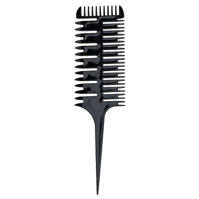 3-way Sectioning Weaving Highlighting Foiling Hair Comb Hair Dye Styling Tool Salon Hair Dyeing Comb Tool: Black