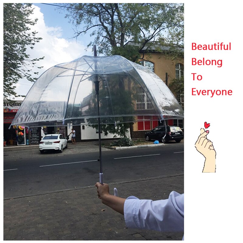 Fancytime Transparent longue poignée parapluie pluvieux Ultra léger femmes et enfants clair pluie parapluie semi-automatique femelle parapluies
