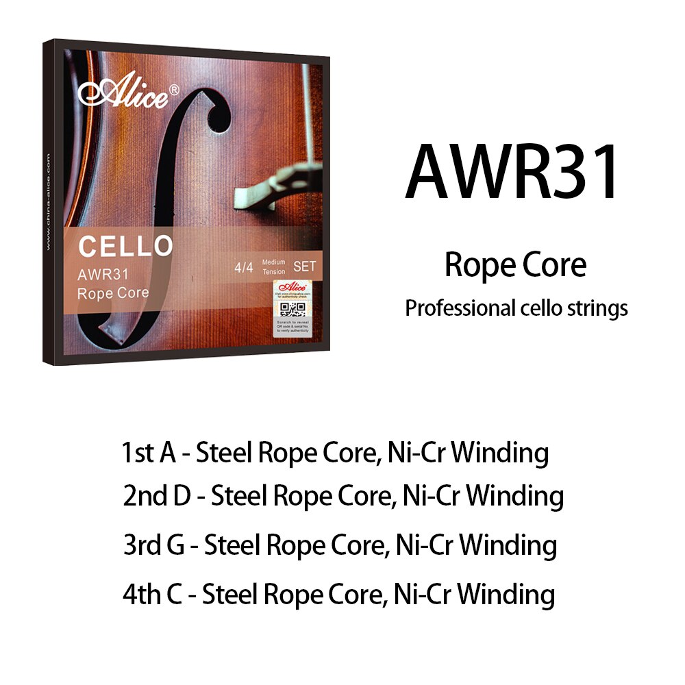 Alice Awr Serie Cello Snaren Bowed Instrumenten Accessoires Staal/Nylon Core Premuim Snaren AWR30 AWR31 AWR33 AWR313: AWR31