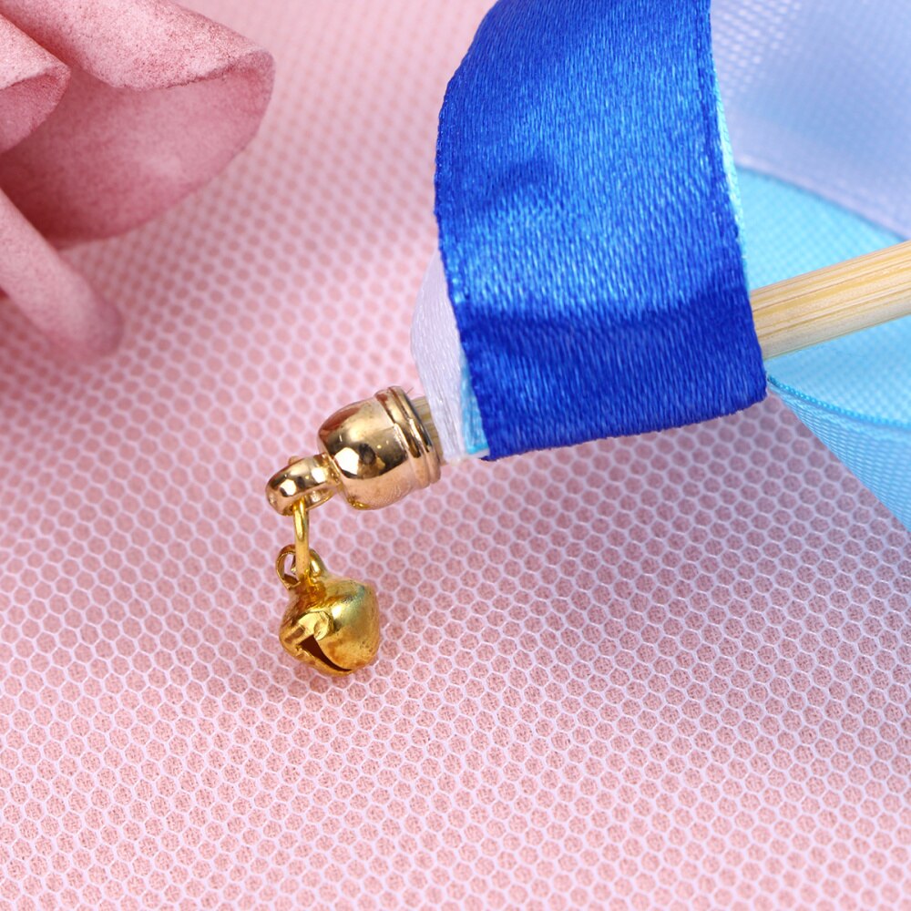 20Pcs Ribbon Sticks Fairy Sticks Ribbon Streamers Wands with Tiny Bell Wedding Party Wands Party Favors (Blue)