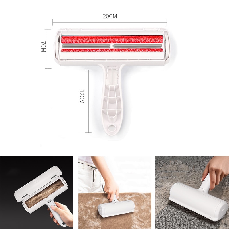 2-Way Pet Hair Remover Roller Verwijderen Hond Kat Haar Van Meubels Zelfreinigende Lint Pet Hair Remover een Hand Bedienen