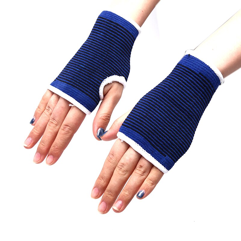 2 Stuks Blauw Palm Pols Hand Ondersteuning Handschoen Elastische Brace Mouwen Sport Bandage Gym Wrap