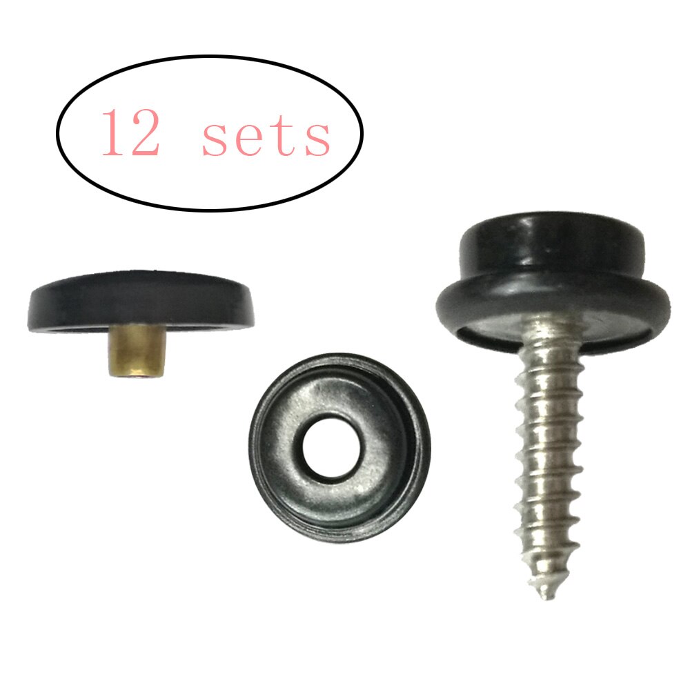 Black Snap Button Fastener Screw Studs Kit For Canvas Tent Canopy Boat Marine Crafts Fastener Sockets Tent Accessories