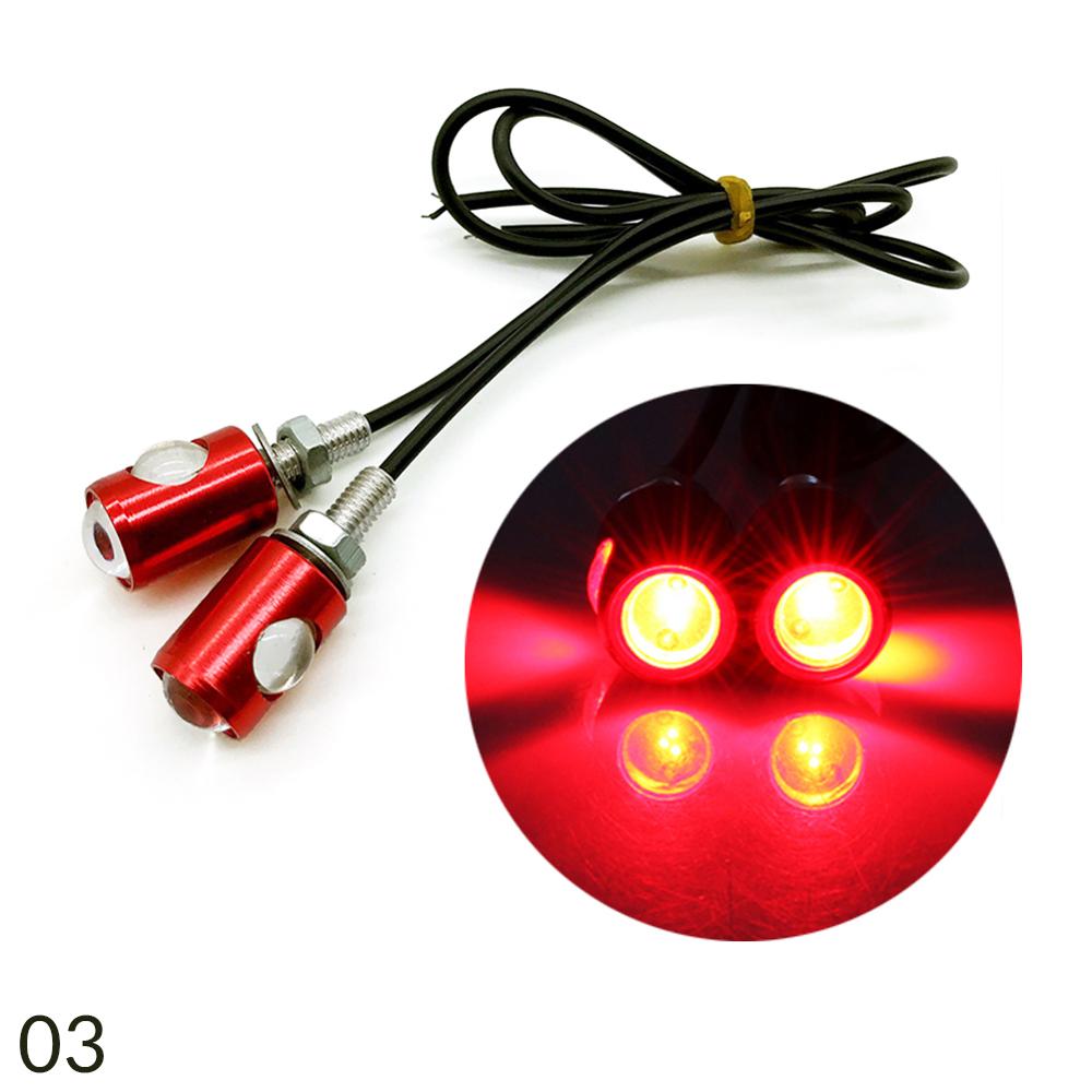 Luz Led estroboscópico de 12v para motocicleta, luz Flash de ojo de águila para motocicleta, foco de luz de freno de advertencia, 2 unidades por par, 7 colores: Rojo