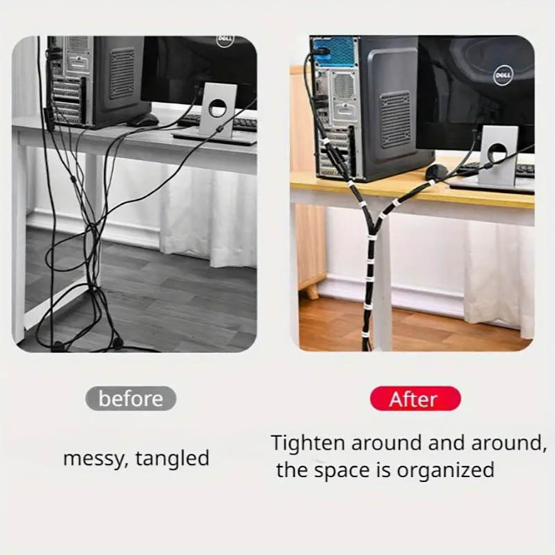 1 rulle 3/5m genanvendelige kabelstropper kabelbindere velcro nylon fastgørelsestape ledningsorganisator til ledninger kabelhåndtering
