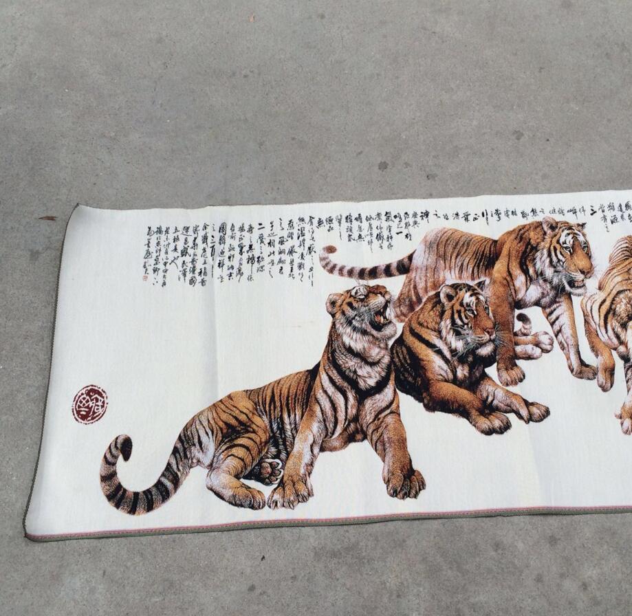COPPER STATUE Factory direct tiger silk traditional Chinese painting magnificent five tiger pictures can be mounted scroll