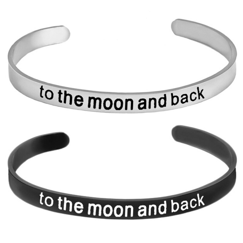 Elegante à lua e volta curvo rotulação titânio pulseira de aço