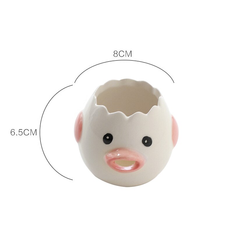 Separador de huevos de cerámica de dibujos animados para pollito, separador de yema de huevo blanco, filtro de líquido de huevo , utensilios para hornear, soporte para huevos, suministro de cocina: Pink