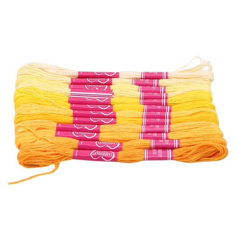 Unieke Stijl Borduurgaren Kruissteek Draad Steek Katoen Floss Naaien Strengen Craft Verschillende Gradiëntkleur: yellow