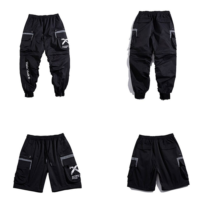 BYBB'S-pantalones de correr oscuros para Hombre Ropa Informal estilo Hip Hop para jogging, pantalones cortos extraíbles, pantalones Cargo para hombre, de verano, bolsillo XN73