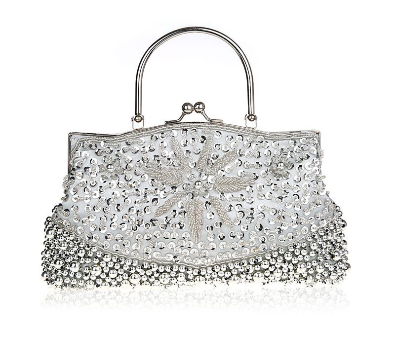 Retro Kralen Sequin Bag Handgemaakte Kralen Ambachtelijke Tas Elegante En Praktische Cheongsam Zak Selling Goed Portemonnees: Zilver