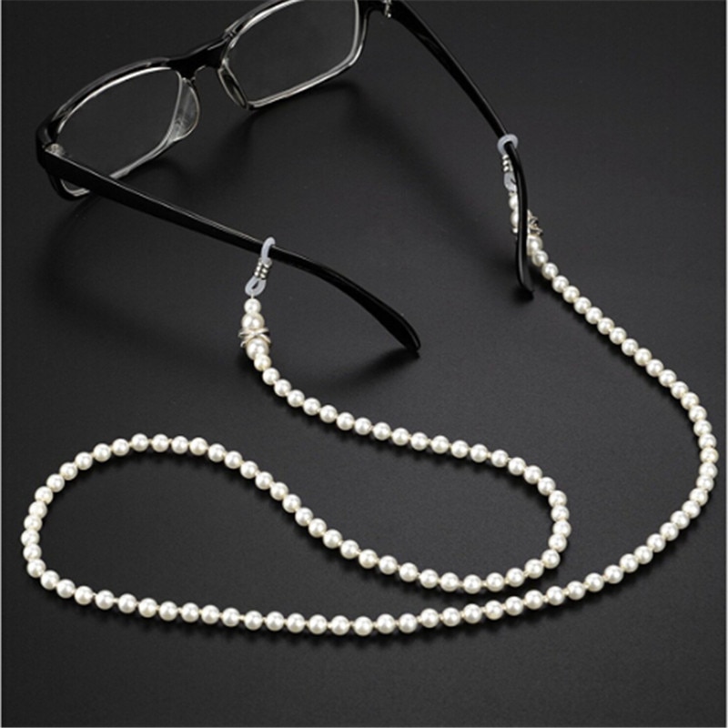 1PC Weiße Perle Perlen Sonnenbrille Lesebrille Brillen Kette Kabel Halfter Seil Nacken Gurt Schlüsselband Für Männer Frauen
