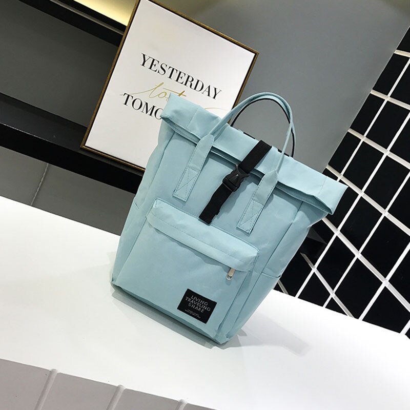 Mara's Droom Vrouwen reistas Multifunctionele canvas grote capaciteit studenten bag casual eenvoudige effen kleur Vrouwen rugzak: B Green