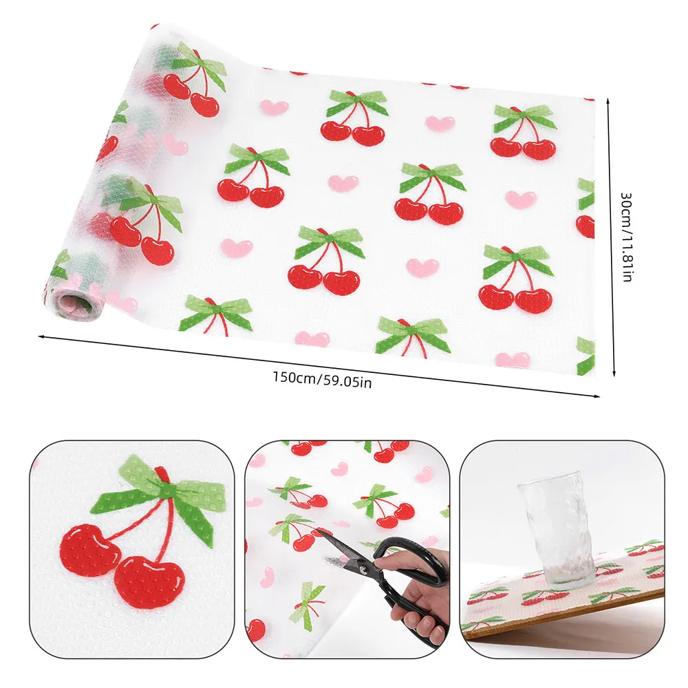 Doublures de tiroir cerise 30x150CM, doublures imperméables et antidérapantes EVA, napperons lavables et anti-poussière, tapis d'armoire de cuisine: Default Title