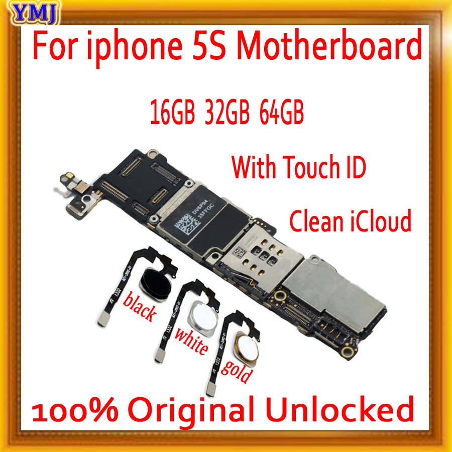 Pieno sbloccato per il iphone 5 4S Scheda Madre, originale di 100% per il iphone 5 5S Mainboard con Touch ID/Senza Touch ID 16GB 32GB 64GB