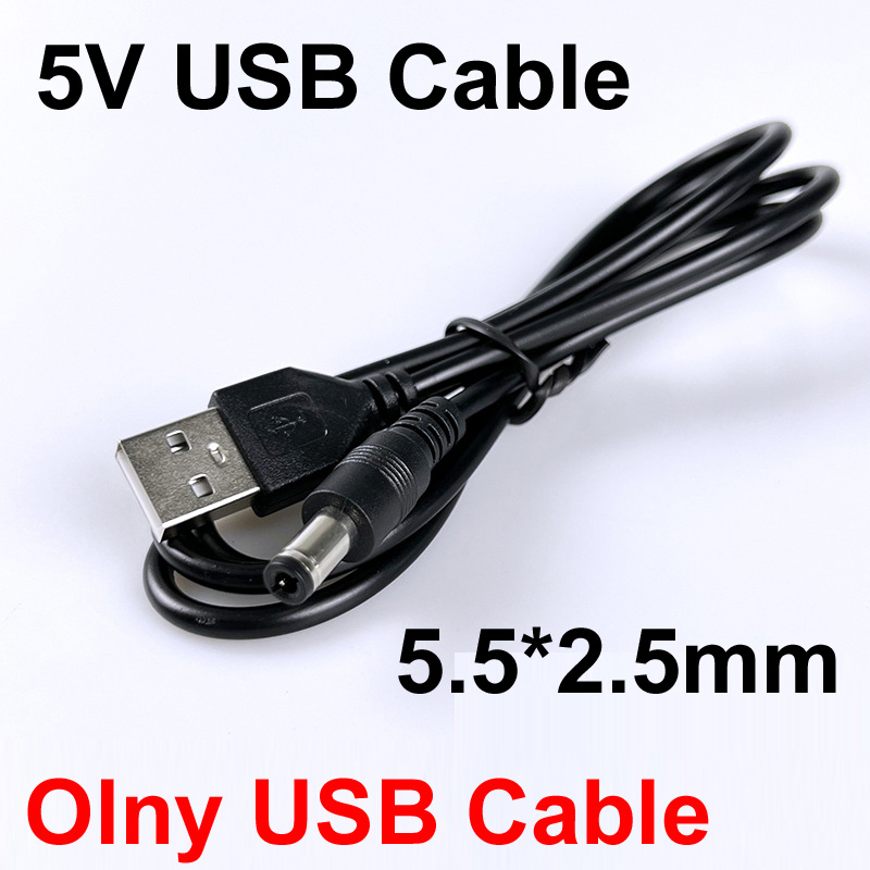Universal 5V 9V 12V USB a DC Cable de alimentación USB Jack Cable de carga conector 55*25 para enrutador Mini ventilador altavoz cámara: Negro
