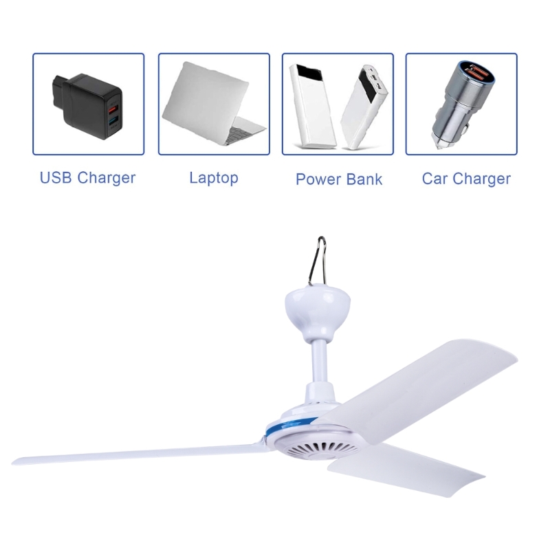 19.6inch USB Mini Small Ceiling Fan USB 5V 6W Quiet Camping Outdoor Hanging Gazebo Dorm Fan For Hikings Tent Fan
