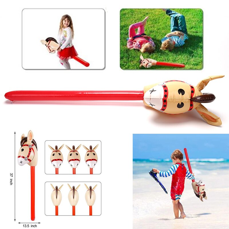 Inflatable Horse Heads Cowgirl Stick PVC Balloon Outdoor Educational Toys for Birthday 1Pc