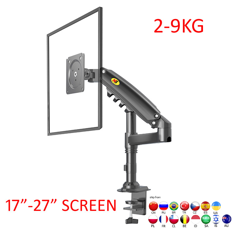NB H80 17&quot;-27&quot; Gas spring monitor Desktop stand 2-9kg with column Flexi tv table Mount 360 rotate support Lcd bracket clamp hole