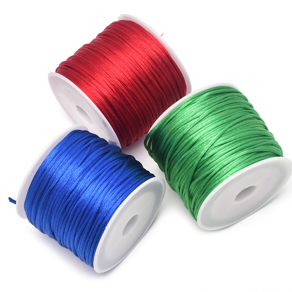 Cordón de cola de rata satinada para manualidades de 1,5 mm de nailon para nudo chino, macramé, adornos, fabricación de joyas, 24 yardas