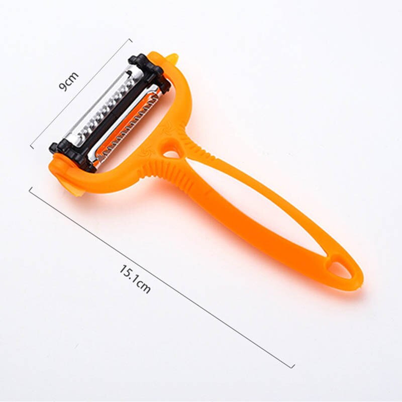 Pelador de verduras multifunción 3 en 1, utensilios de cocina, cortador de frutas giratorio de 360 grados, accesorios de cocina, cortador en juliana: Naranja