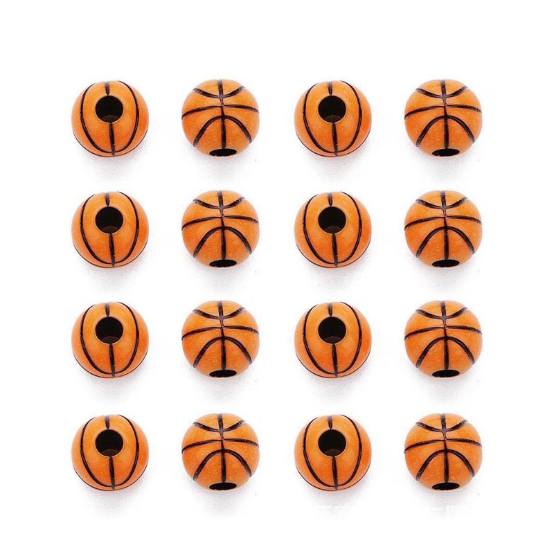 100 Pcs Basketball Round Ball Beads 12mm Sports Pony Spacer Beads Jewelry Making