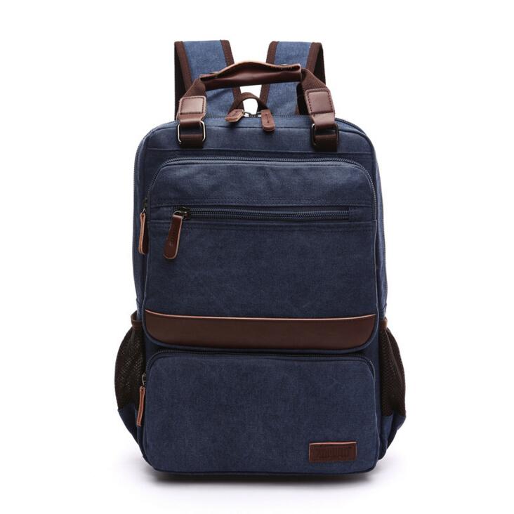 X-Online 032317 preppy style student school bag man canvas travel backpack: Blue