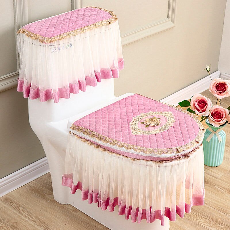 3 Teile/satz Wc Sitz Ring Wc Pad Verdickt Warme Wc Europäischen hoch-Klasse Wc Sitz Abdeckung einstellen: Stil B-Rosa