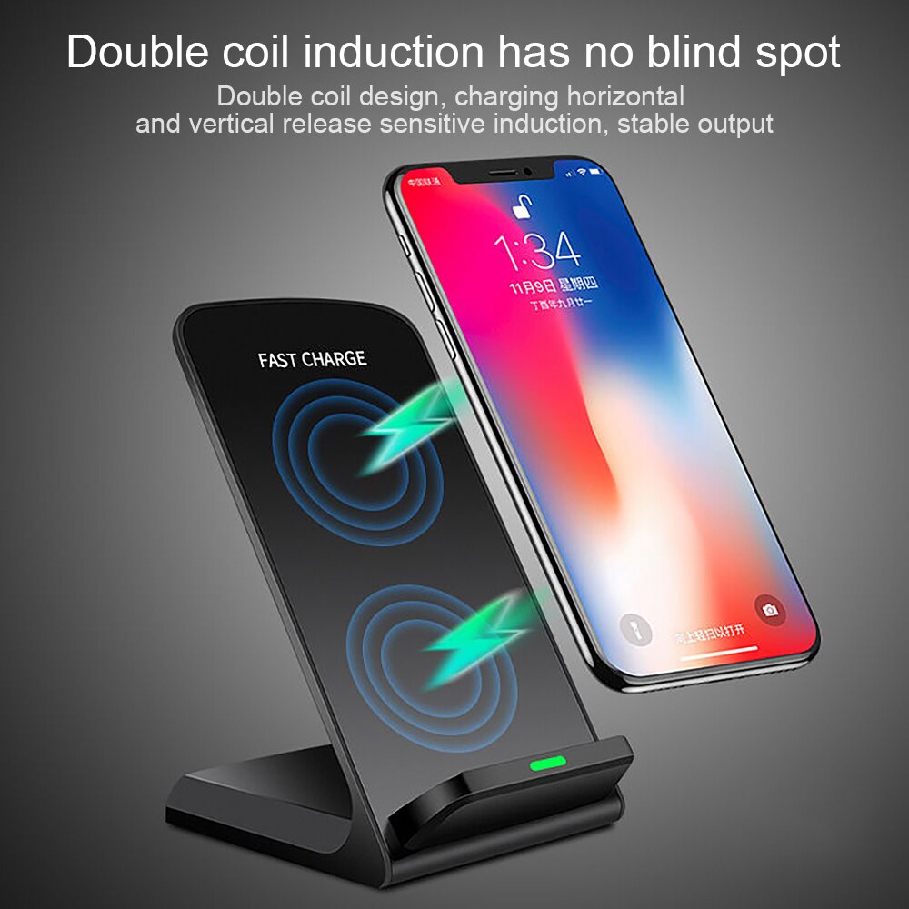 10W Qi Wireless Charger Stand For iPhone 13 12 11 Pro X XS Max XR 8 Fast Charging For Samsung S21 Plus Dock Station Phone Holder