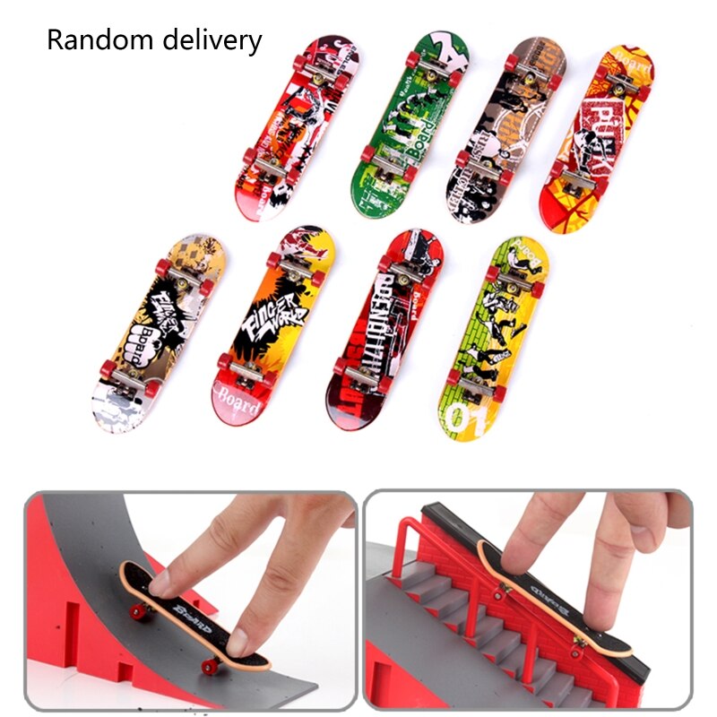 Finger Skate Park Kit Ramp Part with 1 Finger Skateboard Mini Scooter Scene Prop