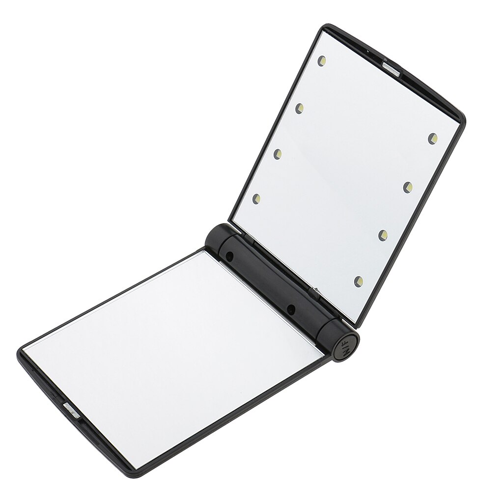 Draagbare Make-Up Cosmetische Folding Compacte Pocket Spiegel Met 8 Led Verlichting