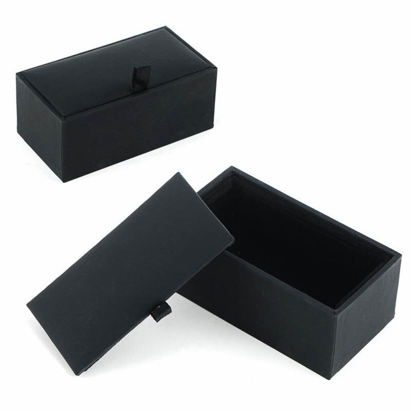 Zwart PU Lederen Doos voor Manschettenknopfe manchetknopen Opbergdoos Sieraden Manchetknopen Organizer Verpakking Box Case