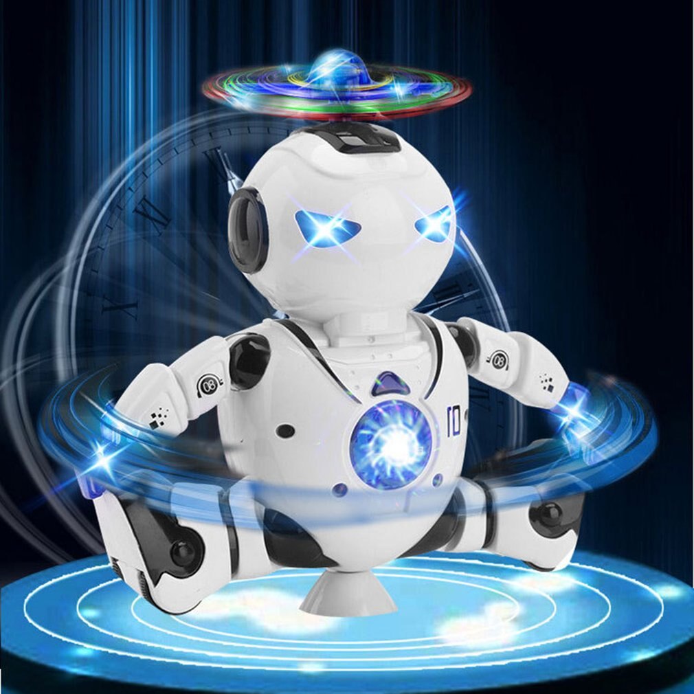 neue freundlicher der raum tanzen elektrische roboter 360 grad rotierenden licht musik infrarot spiel spielzeug für Baby