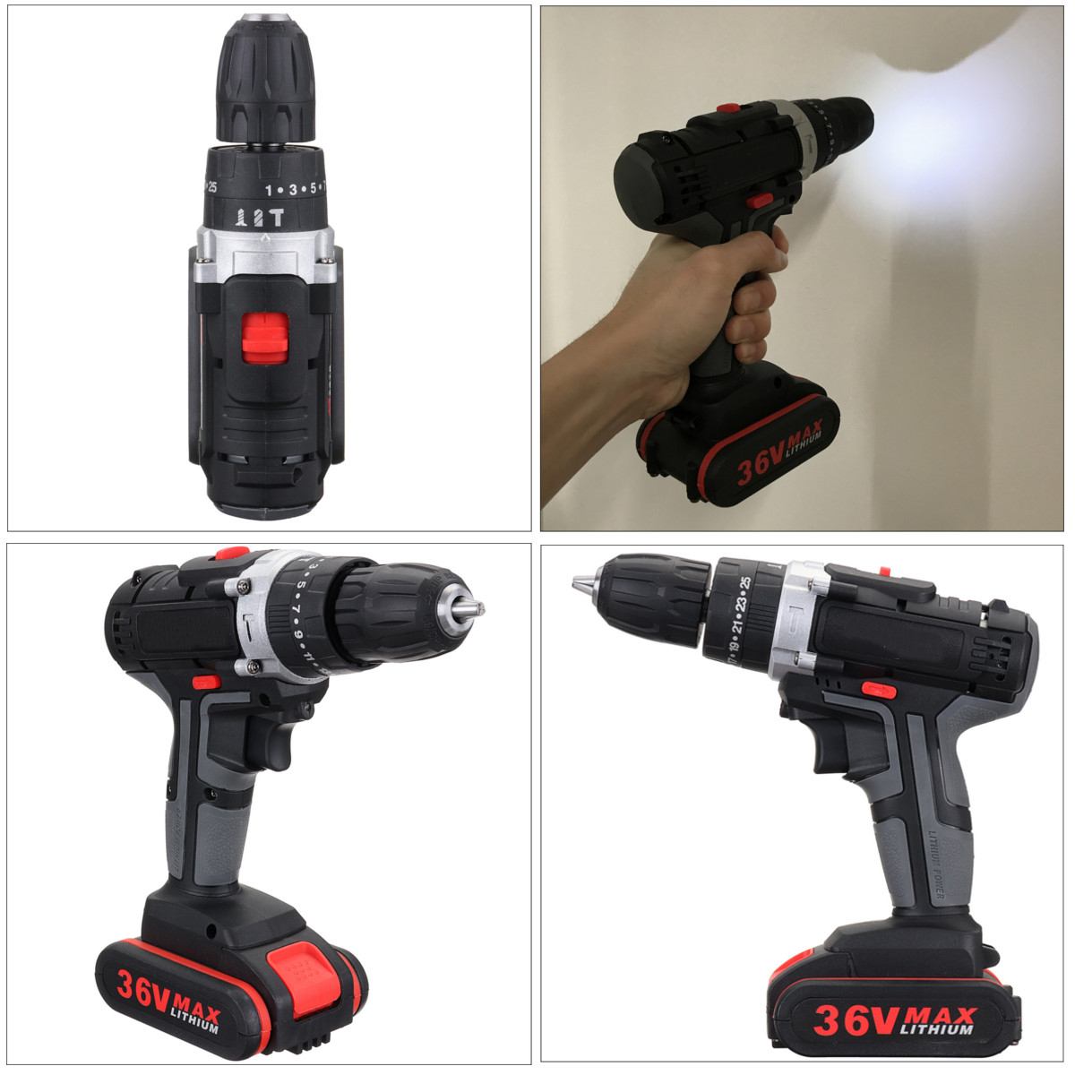 36V Brushless Electric Drill 28N.M Dual Speed Cordless Screwdriver 1 or 2 Li-ion Battery Mini Electric Power Screwdriver Drill