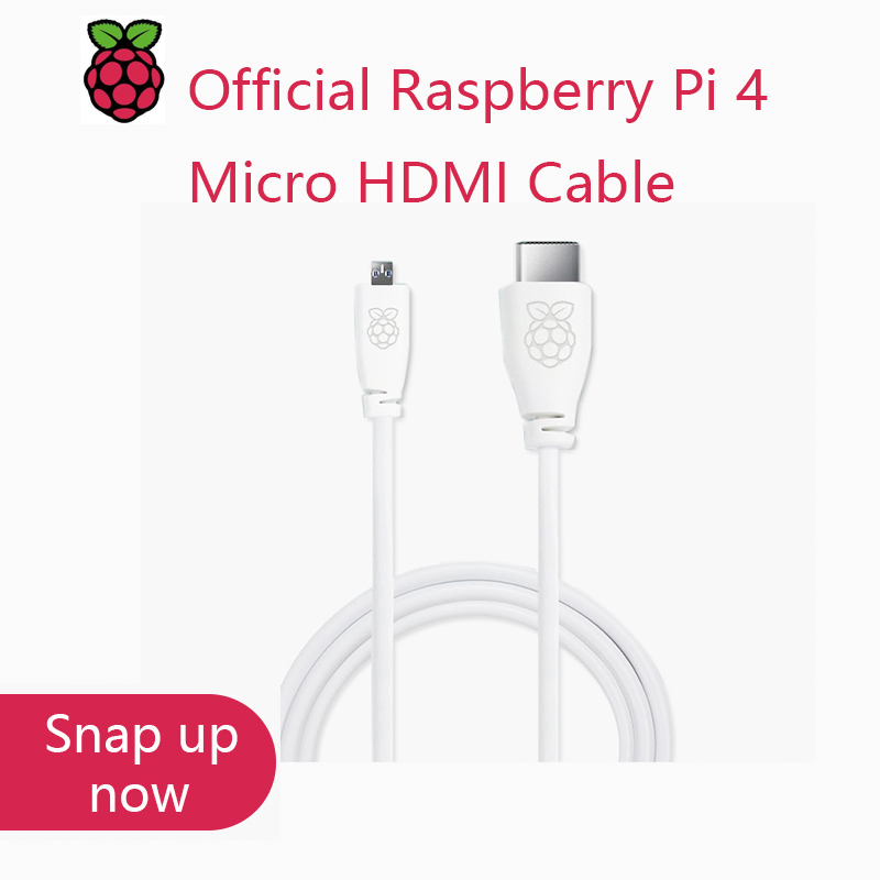 Officiële Raspberry Pi 4, 5 Micro HDMI naar standaard HDMI (A/M) 1 m en 2 m kabel