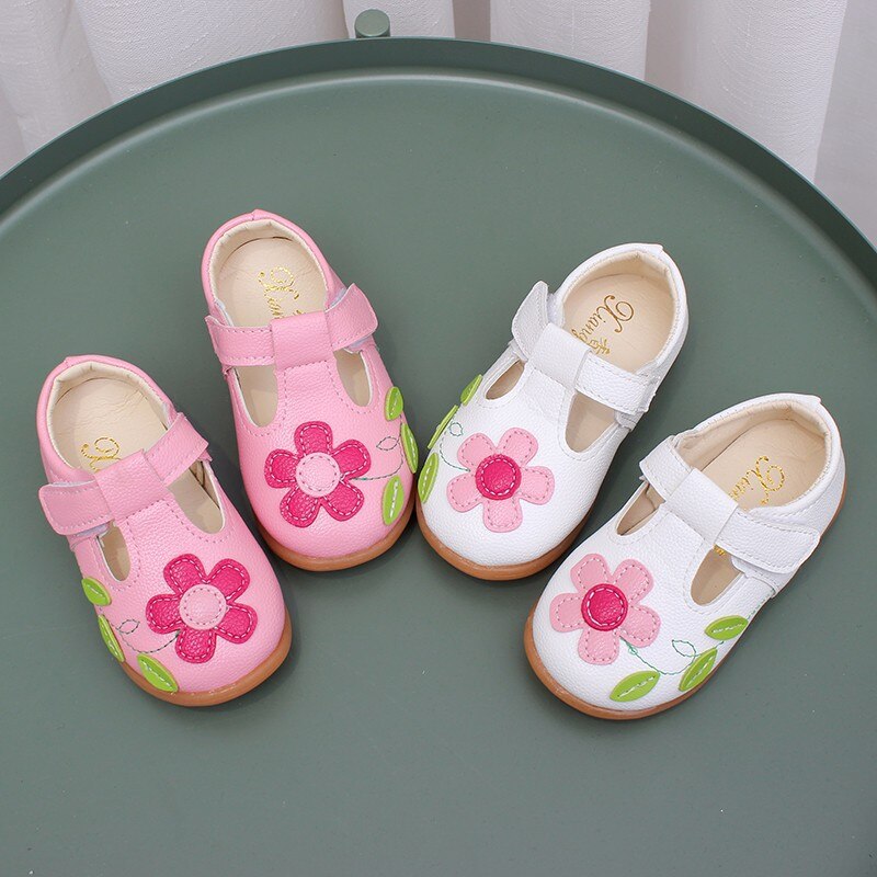 Hvit rosa blomst småbarnssko til baby jenter myk bunn liten jente prinsesse sko barn chaussure fille 1-7 år barn