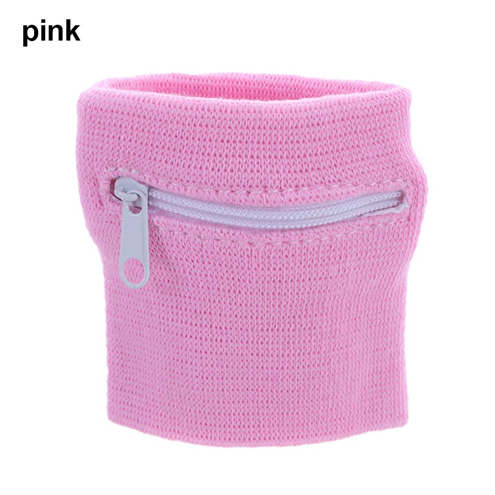 1 pc wrist bag with zipper, running, travel, bike, secure bag for running, gym, bike, wallet, secure: Pink