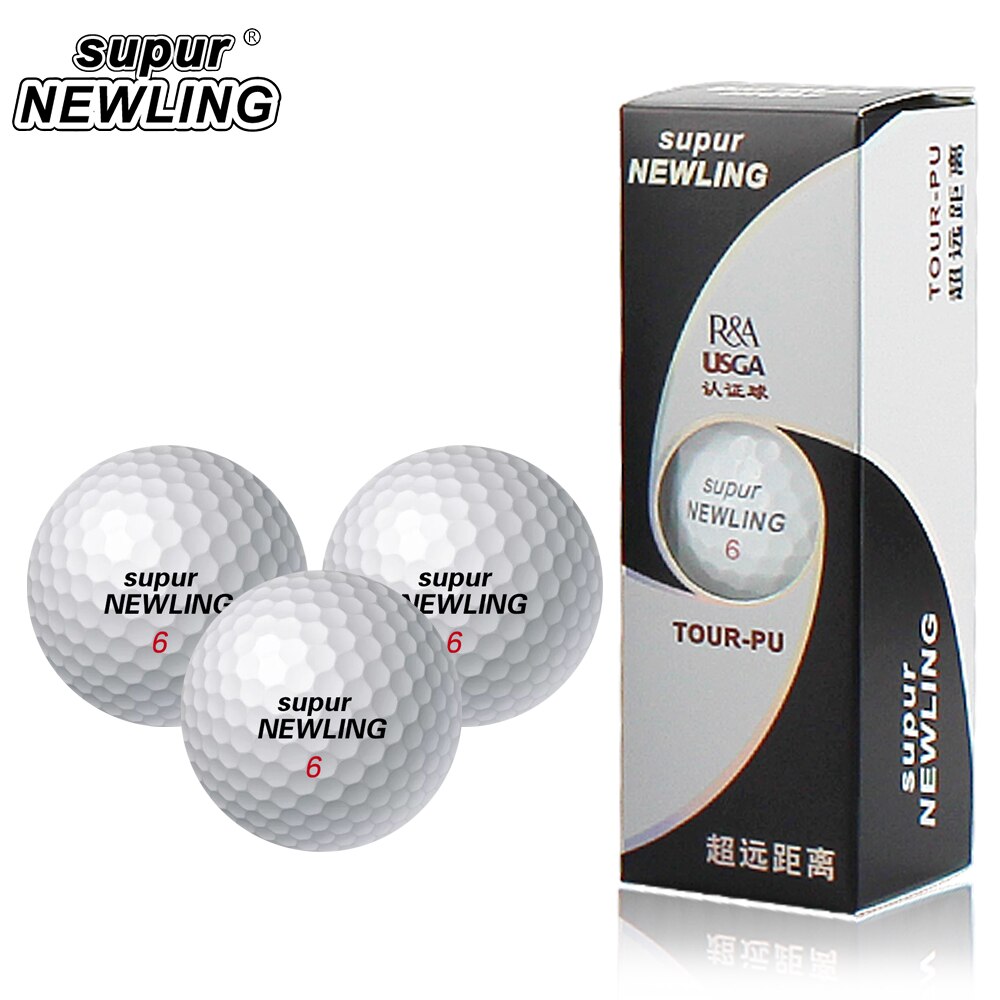 12 stks/doos Golfballen Supur Newling TOUR PU Lange Afstand Zachte PU 3-stukken Golfbal