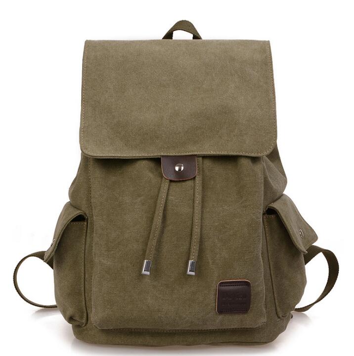 Chuwanglin Leisure Mannen Rugzak Reistas Riem Rits Effen Kleur Toevallige Canvas Rugzak Schooltas ZDD5194: canvas green