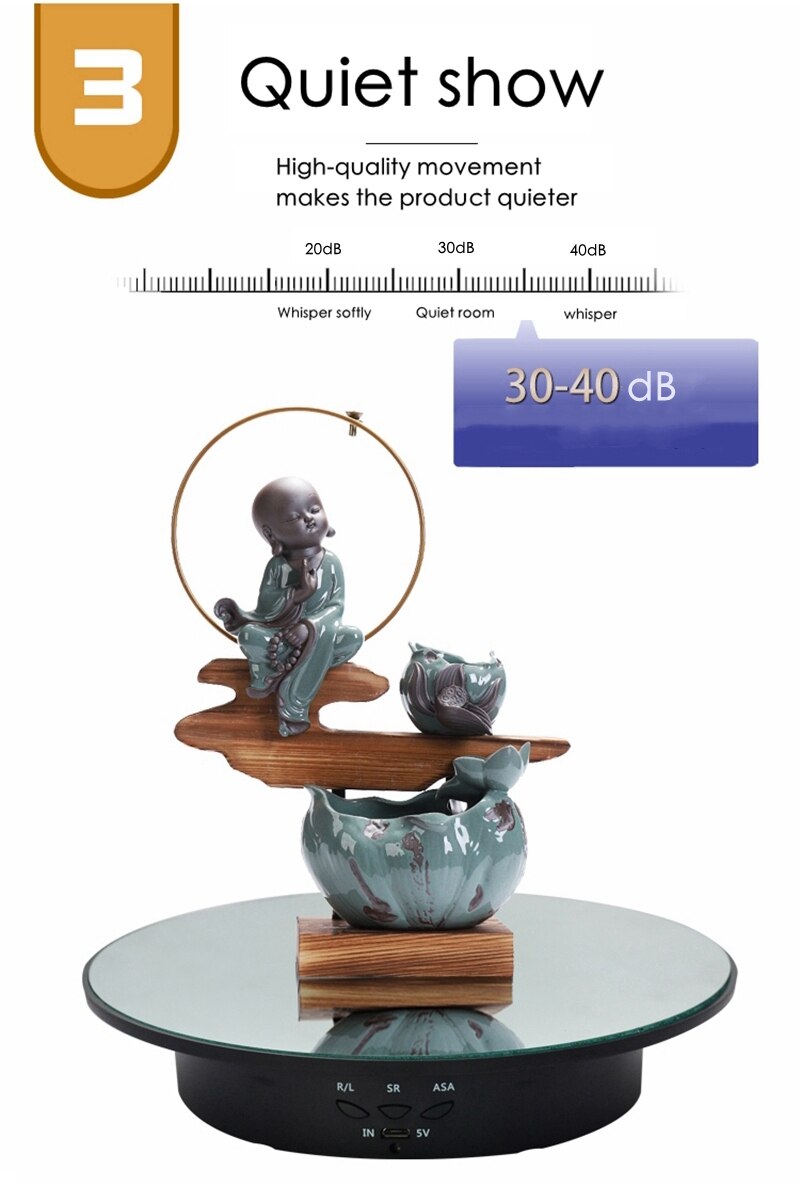 Rotating Display Stand - 20x20x4cm - Electric Turntable for Product Photography, Jewelry, Video Shooting
