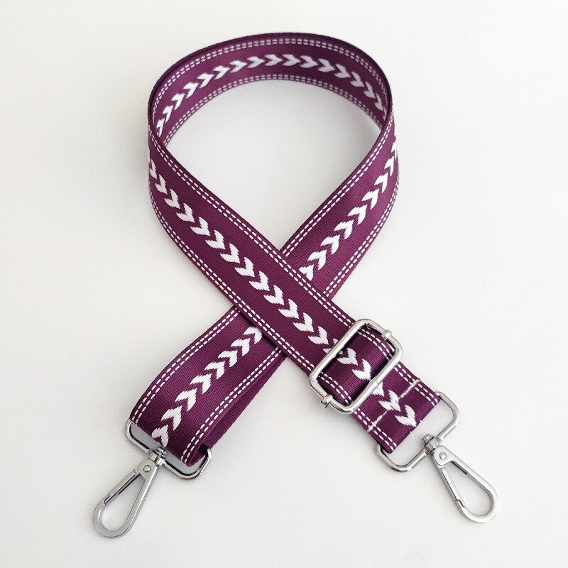 Nylon laukku hihnat käsilaukku vyö olkalaukku osa leveä hihna vaihtolaukku tarvikkeet säädettävä pituinen vyö olkalaukkuun: Violetti hopeinen solki
