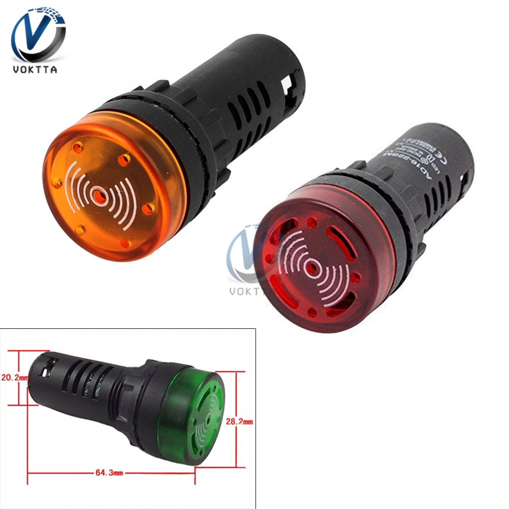 AD16-22SM Flash LED alarme indicateur lumineux Signal lampe Flash Buzzer cc 12V 24V AC 110V 220V lampe d'avertissement rouge vert jaune