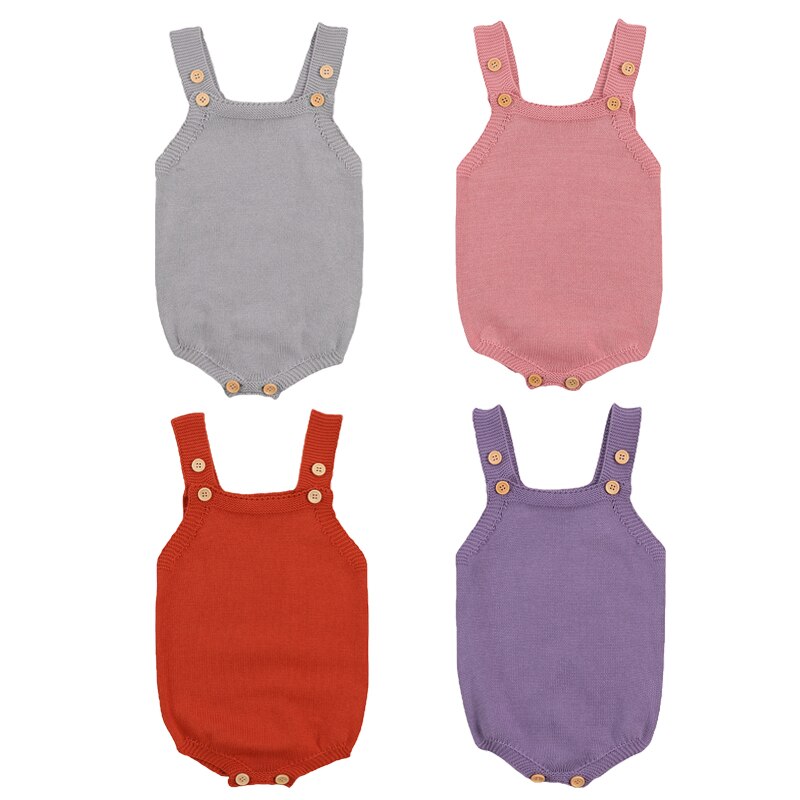 Baby Baby Jongens Meisjes Trui Gebreide Jumpsuits Comfortabele Mouwloze Schouderriem Bodysuit Een Stuk Pak Voor Peuter