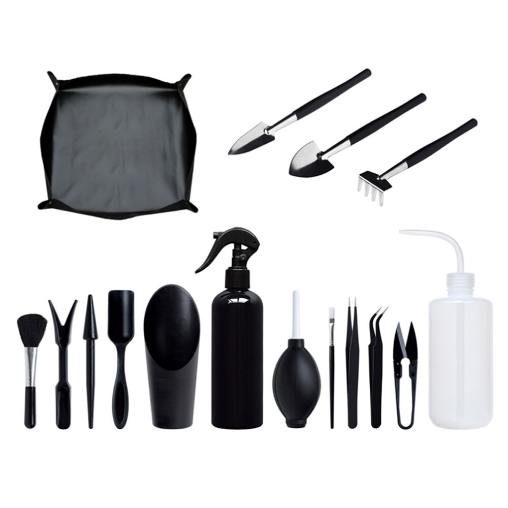 Succulent Plant Tools Mini Garden Hand Tool Set Transplanting Tools Miniature Planting Gardening Tool Set Indoor Miniature Plant: 15Pcs-75cm Mat