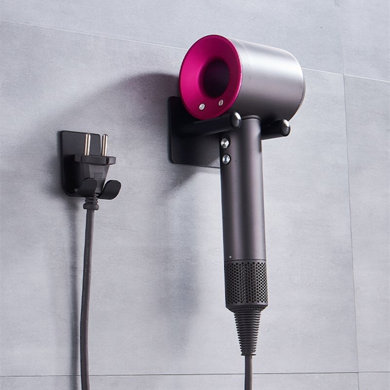 Badkamer Planken Zwart/Zilver Haardroger Rack Wandmontage Opbergrek Badkamer Plank Voor Dyson Supersonic Föhn Houder