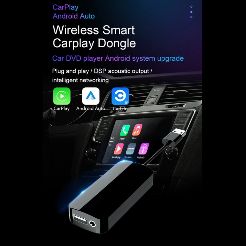 Auto Radio Carplay Doos Voice Control Draadloze Bluetooth Smart Link Usb Dongle Met Mic Input Auto Navigatie Multimedia Player