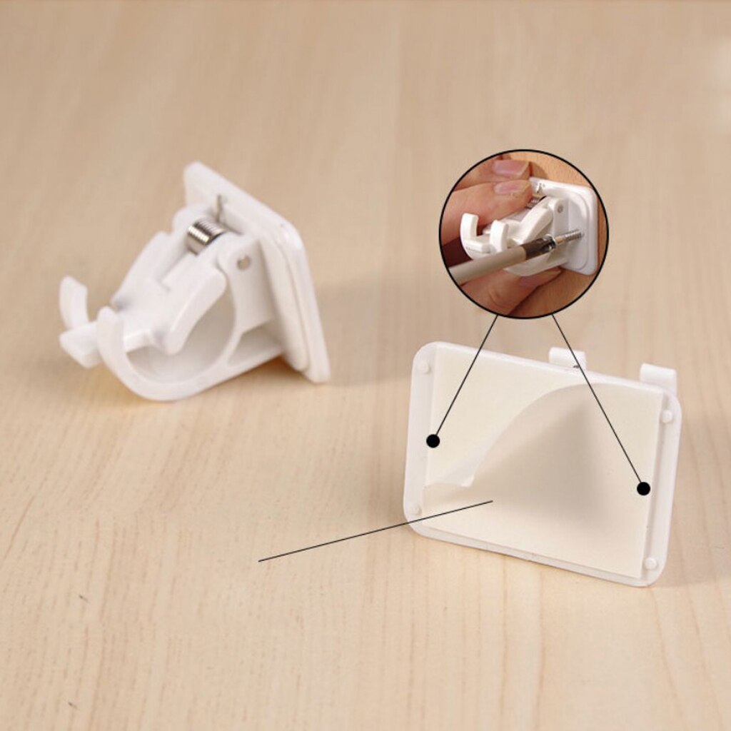 2pc Curtain Rod Brackets No Drill Adjustable Curtain Rod Holder for Kitchen